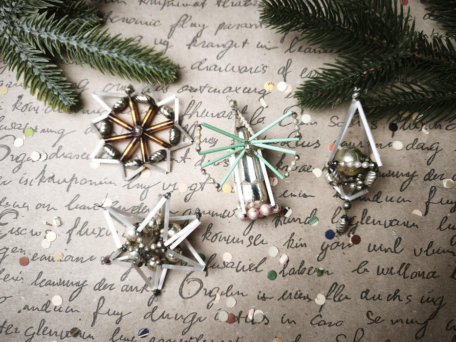 1950s Glass Space Christmas Ornaments – Set of 4