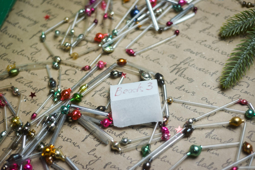 Vintage Bugle Bead Garland, Soviet Glass Garland 1970s