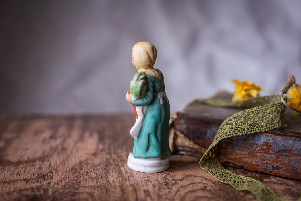 Vintage Granny Figurine Belgian Bisque Porcelain Harvest Ornament