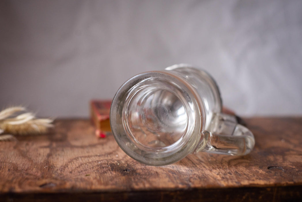 Vintage Glass Beer Stein with Pewter Lid German Barware Tankard