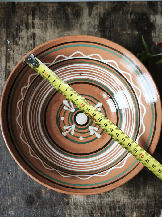 Vintage Ceramic Bowl - Rustic Serving Dish With Hand-Painted Folk Art Pottery