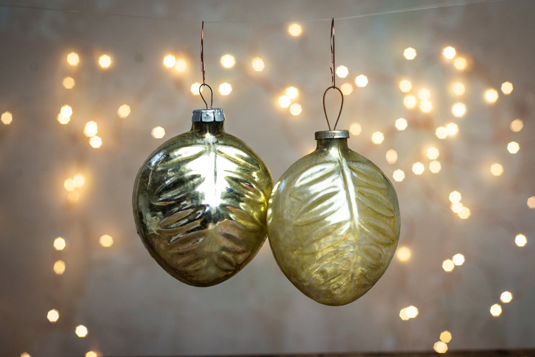 Large Vintage Glass Leaf Ornaments, Retro European