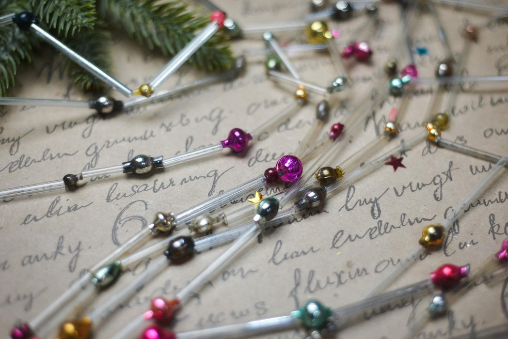 Vintage Bugle Bead Garland, Soviet Glass Garland 1970s
