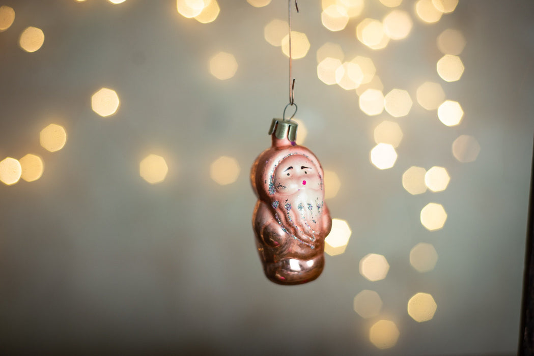 Gnome figurine, 1970s vintage glass Christmas ornaments
