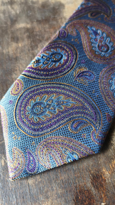 Vintage Silk Designer Ties Crochet & Biaggini, Paisley Geometric Neckties, Mens Formal Accessories