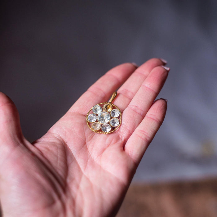 Rhinestones vintage brooch, something old for bride bouquet, antique floral jewelry