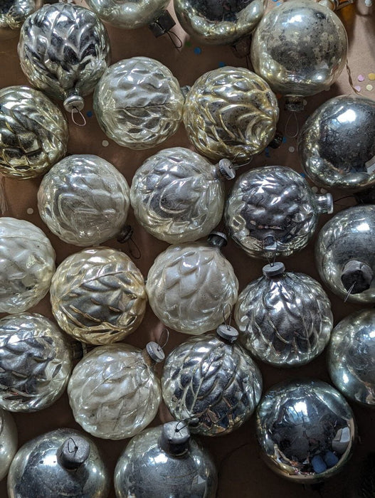 Artichoke Large silver vintage glass Christmas ornaments