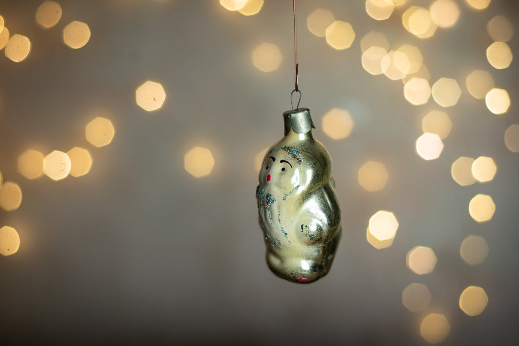 Gnome figurine, 1970s vintage glass Christmas ornaments