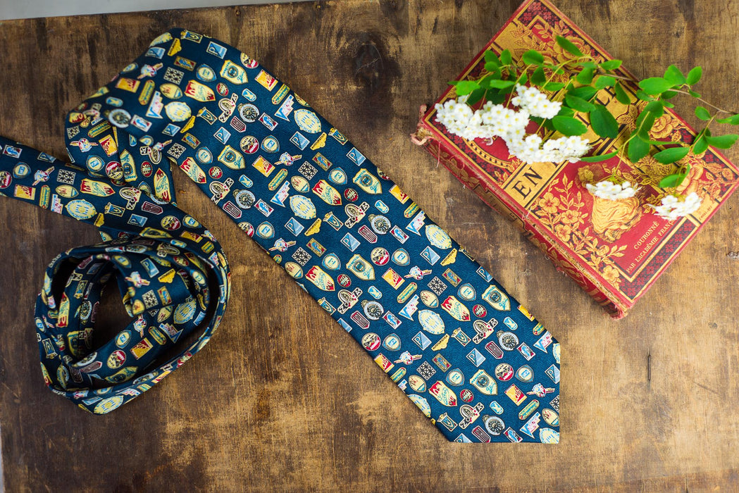 Vintage Silk Necktie, Designer Animal Print Tie, Italian Fashion Accessory, 100% Silk