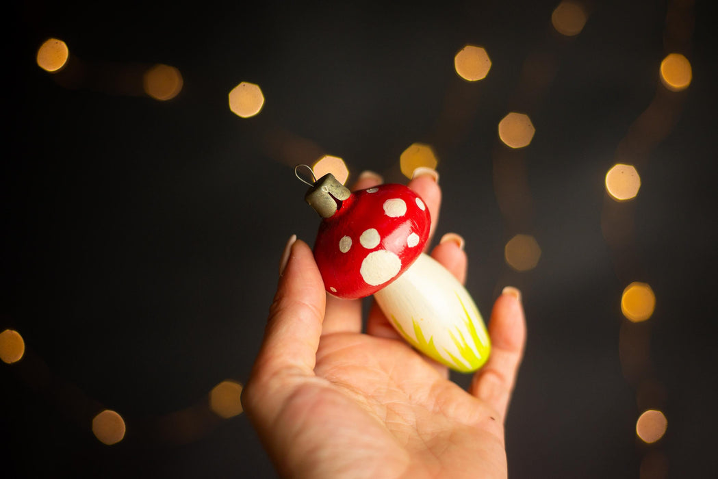 Vintage Mushroom Glass Ornament Fly Agaric Christmas Tree