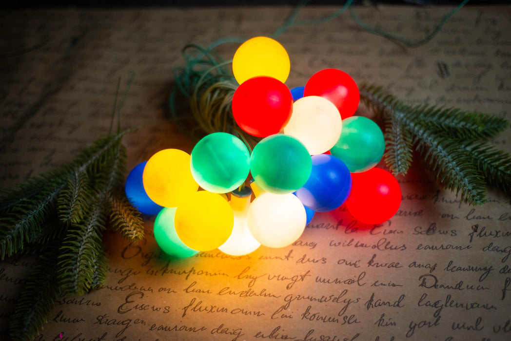 Vintage Globe Christmas Lights, Retro Christmas Tree Garland, Working Christmas String Lights