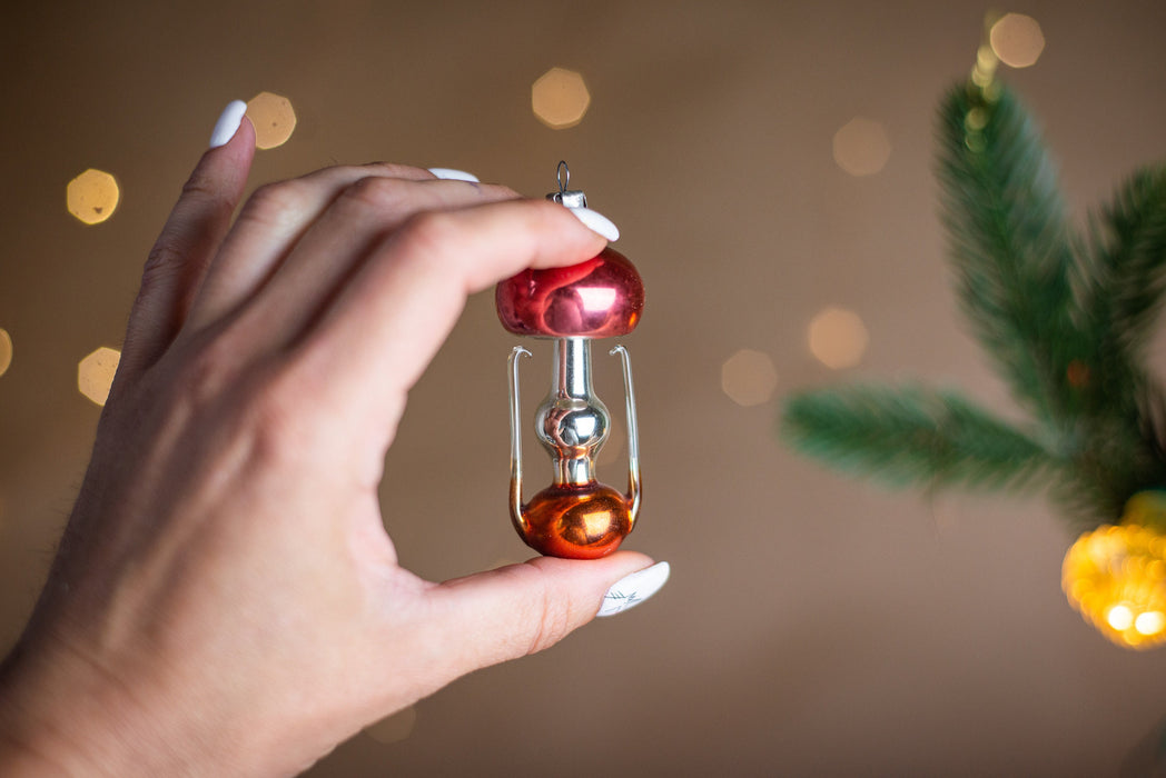 Vintage Glass Oil Lamp Ornament, 1970s USSR Retro Tree