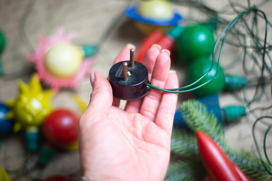 Vintage Space Christmas Lights, Rocket Tree Garland, Working Retro Christmas String Lights