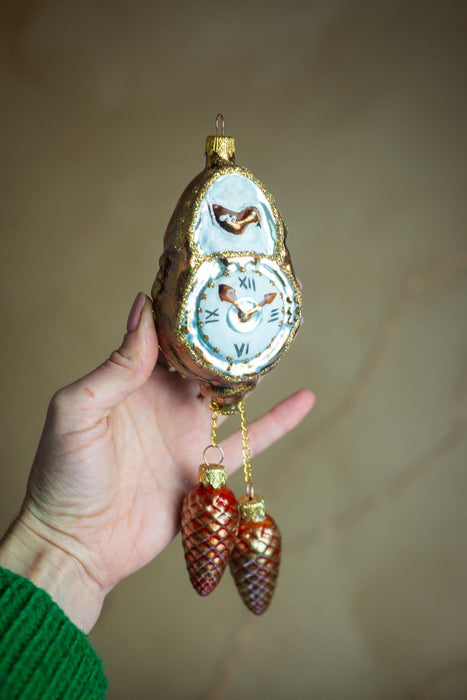 Cuckoo Clock Christmas Ornament, Retro Handmade Tree