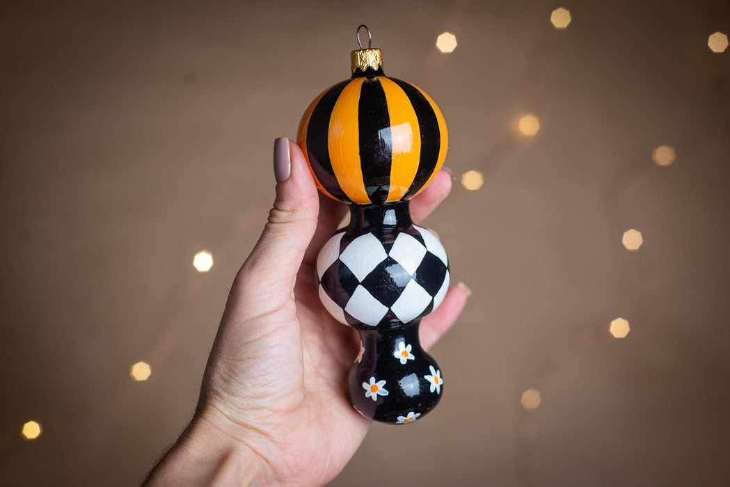 Hand-Painted Circus Harlequin Christmas Glass Ornament