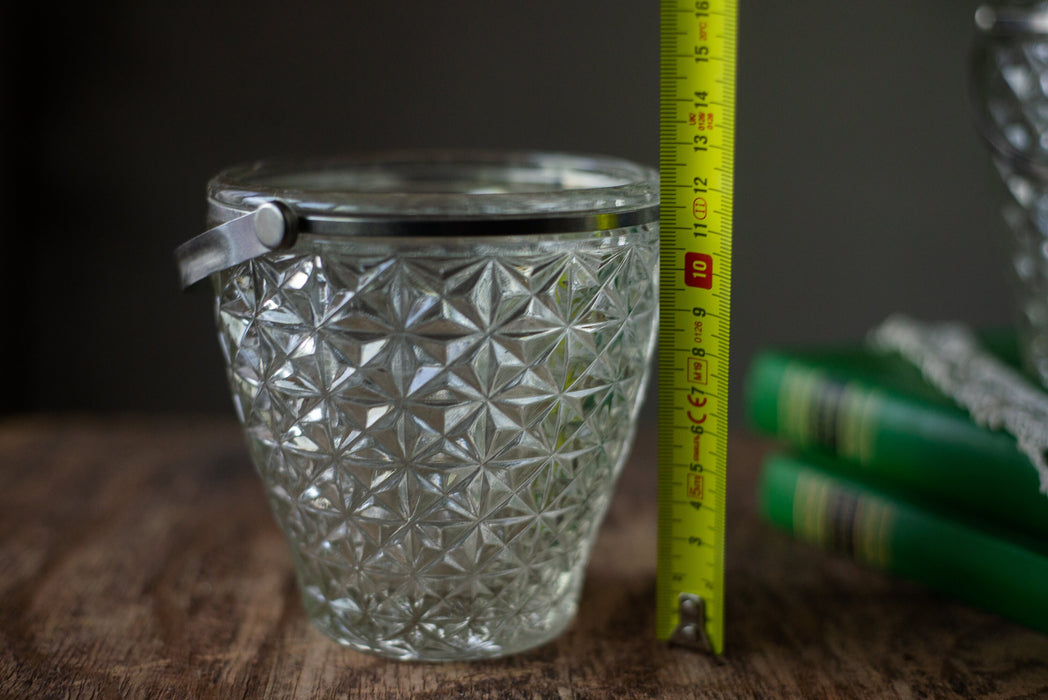 Vintage Crystal Candy Dish in Bucket Shape, 1960s Cut Glass Ice Bowl
