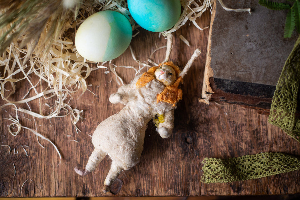 Spun Cotton Easter Bunny Figurine, Vintage Inspired