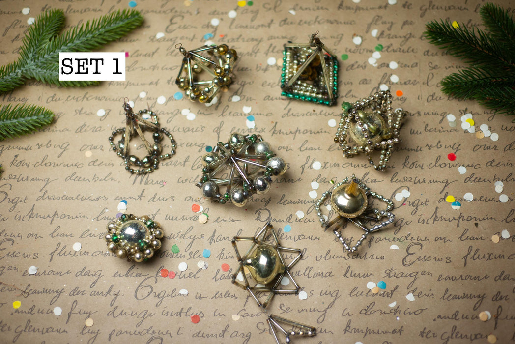 Vintage Sputnik Glass Ornaments – Set of 8