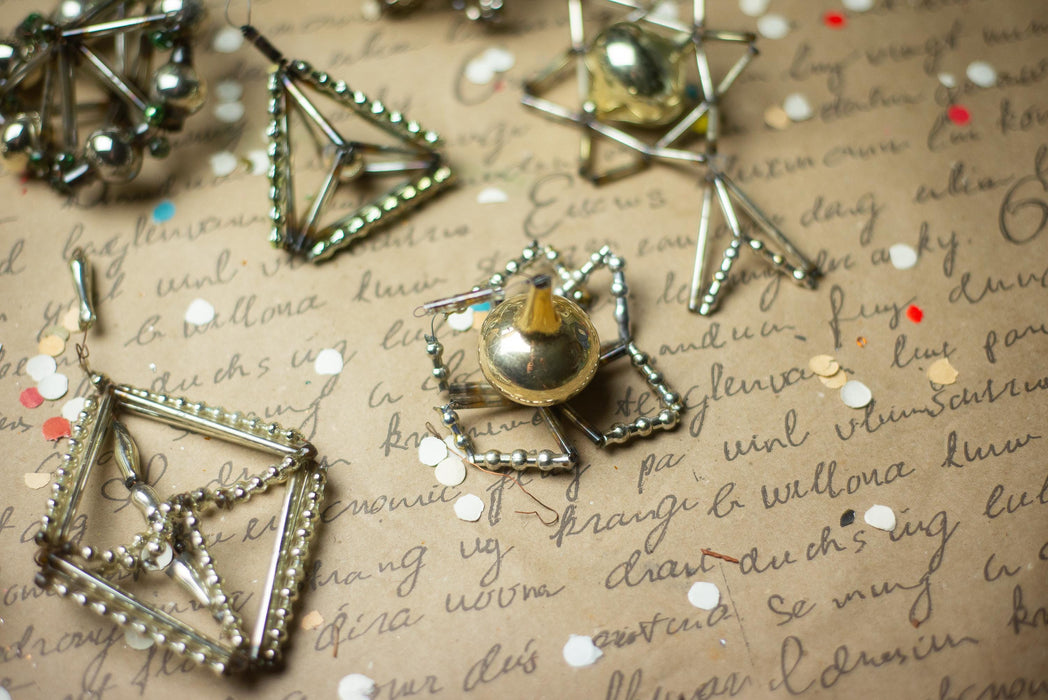 Vintage Sputnik Glass Ornaments – Set of 8