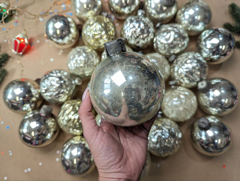 Artichoke Large silver vintage glass Christmas ornaments