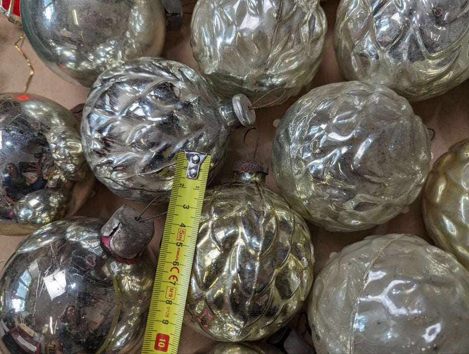 Artichoke Large silver vintage glass Christmas ornaments