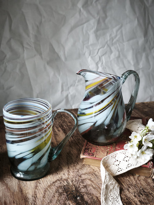 Vintage Murano Style Glass 1970s Hand-Blown Pitcher Mug Creamer