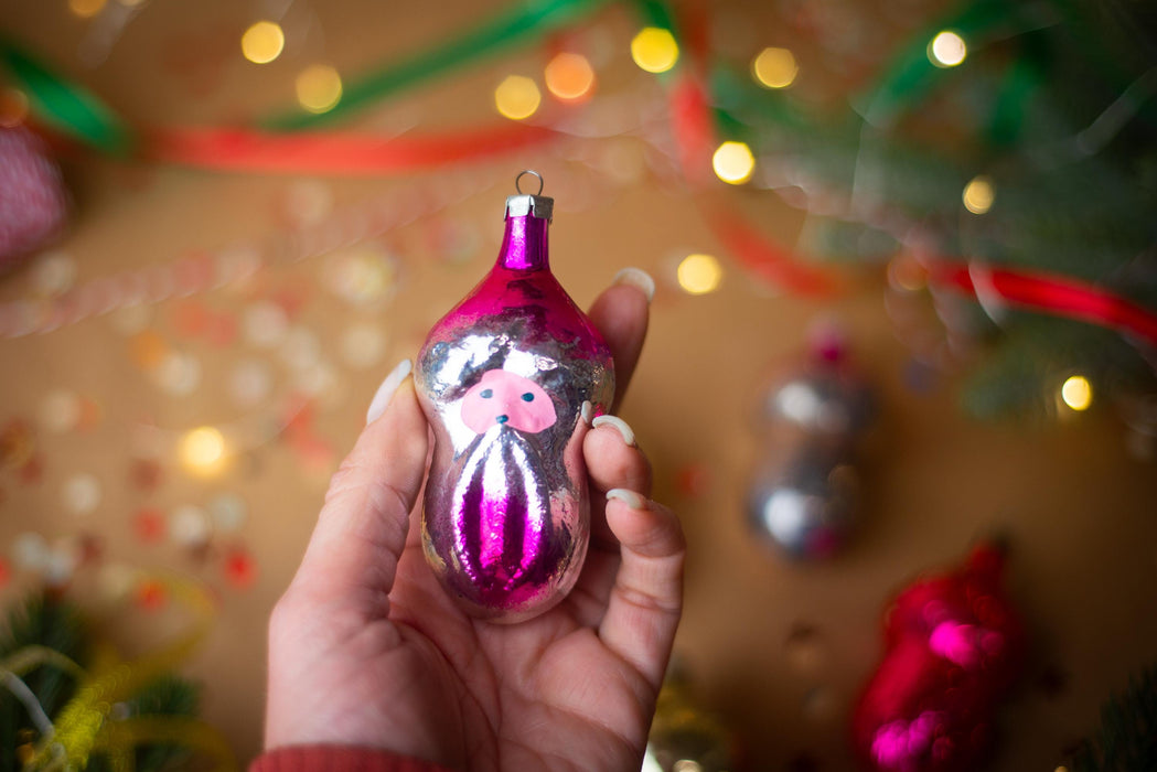 Vintage Gnome Mushroom Glass Christmas Ornament