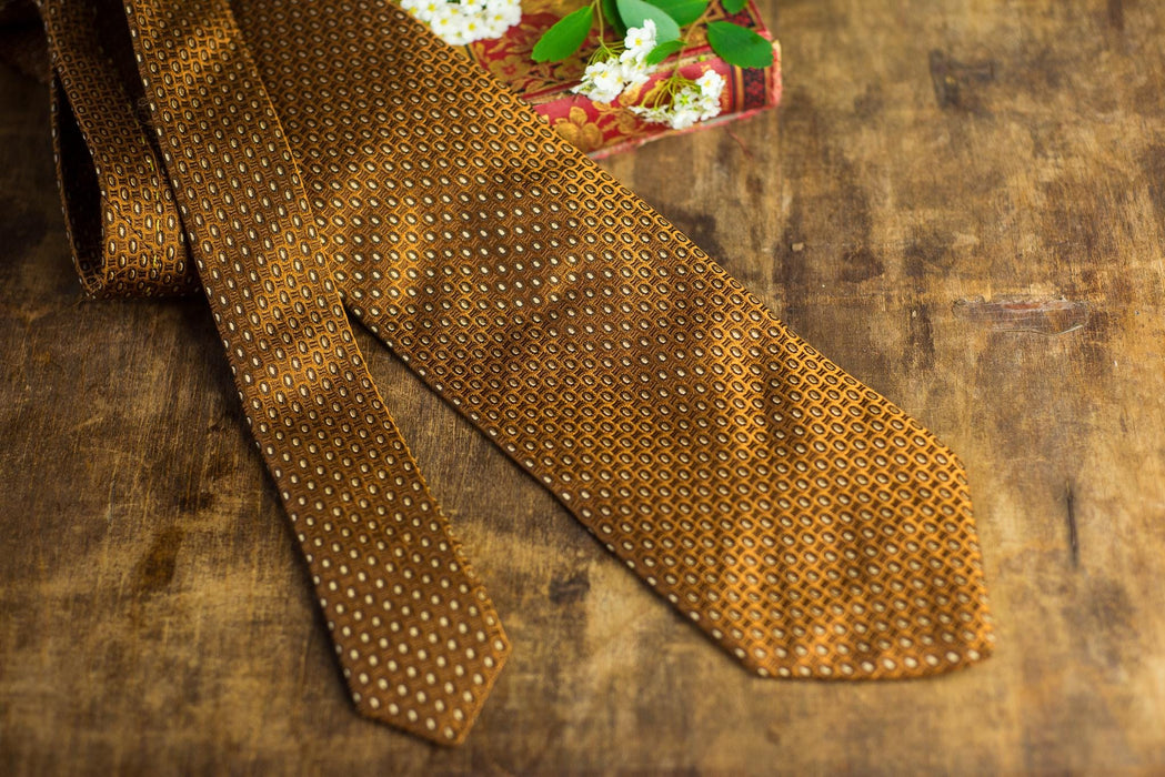 Vintage Silk Neckties, Designer Wedding Tie Collection, Yellow Brown Formal Ties