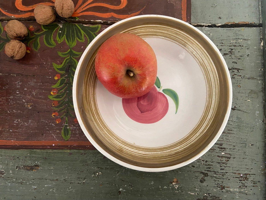 Hand Painted Pottery Plate – Rustic Brown Red Traditional Ceramic Folk Art Decor