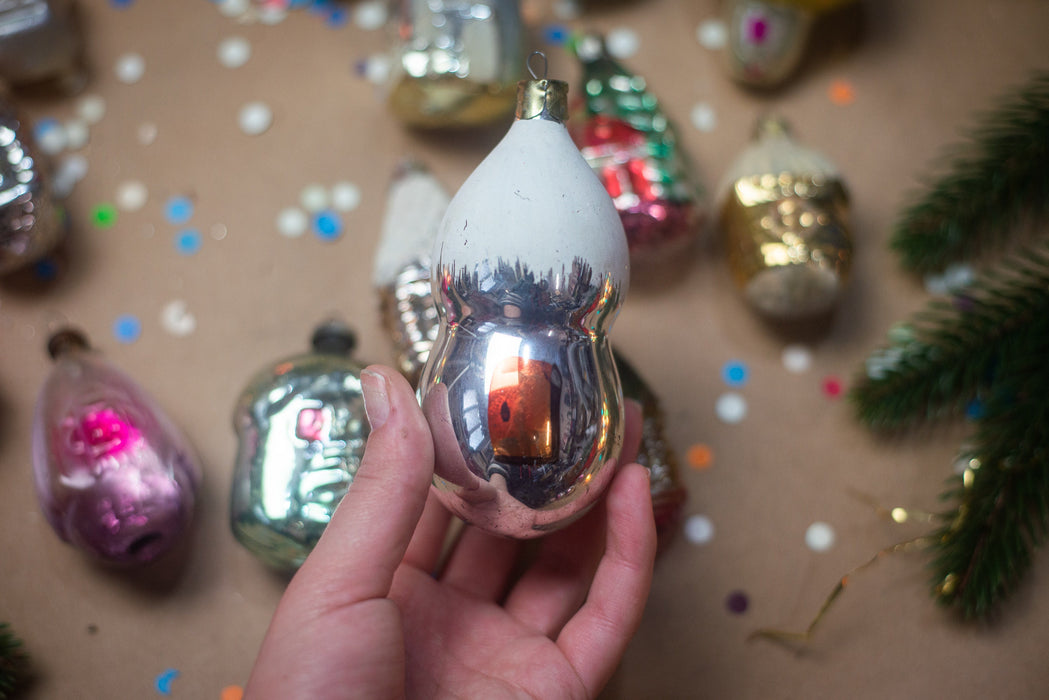 Vintage Glass House Ornaments, Cottage Christmas Tree