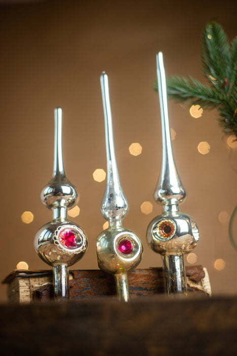 Vintage Silver Glass Christmas Tree Topper – 1950s