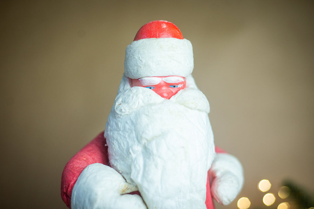 Vintage Ded Moroz Santa Figurine, 1970s Soviet Spun
