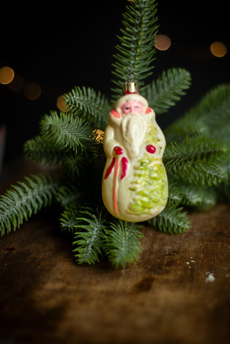 Vintage Glass Santa Claus Ornament, Mid Century Old World
