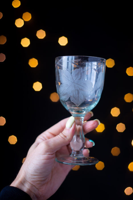 1970s Etched Crystal Wine Glasses – Set of 2