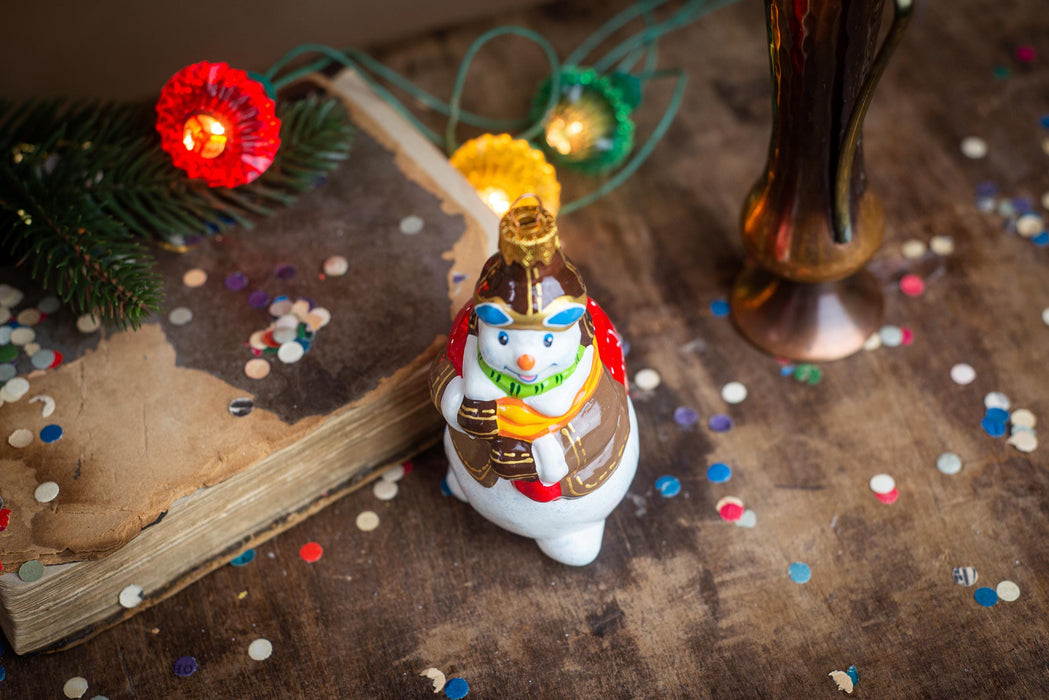 Snowman Pilot Glass Ornament, Vintage Christmas Tree