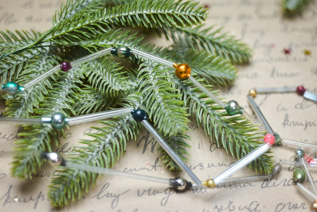 Vintage Bugle Bead Garland, Soviet Glass Garland 1970s