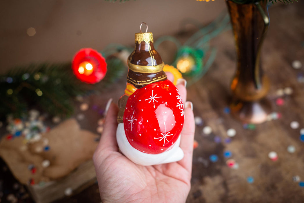 Snowman Pilot Glass Ornament, Vintage Christmas Tree