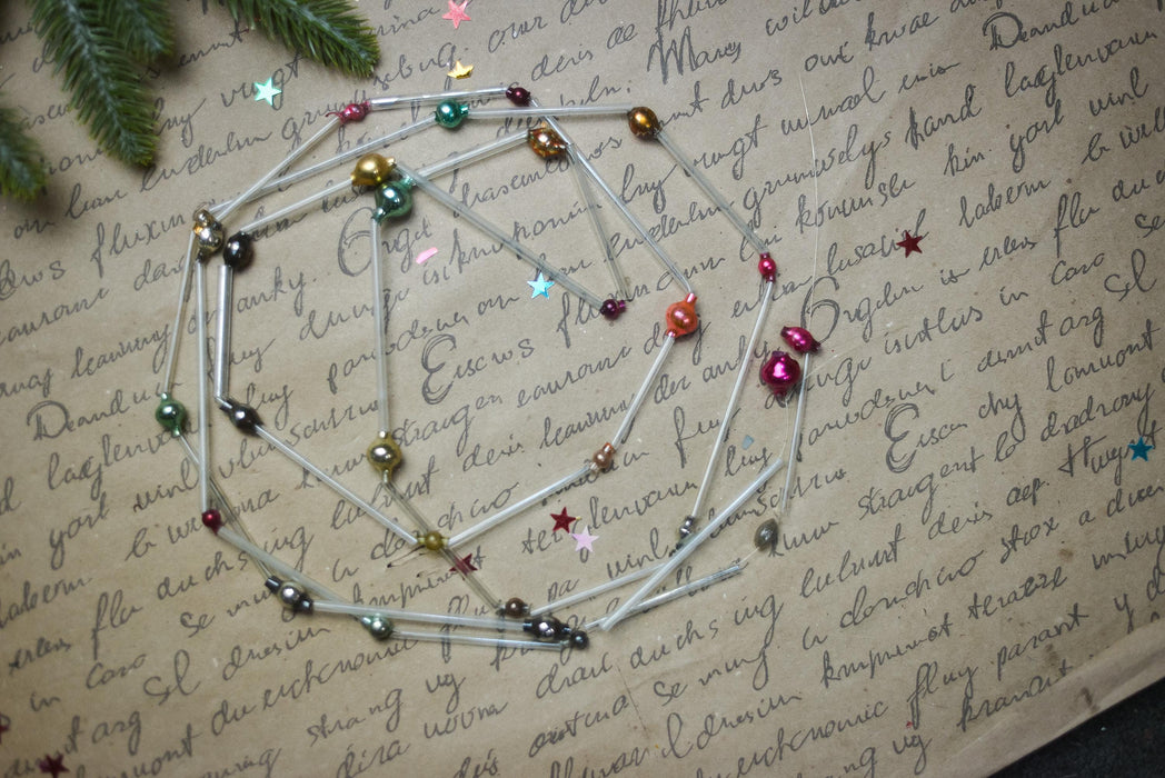 Vintage Bugle Bead Garland, Soviet Glass Garland 1970s