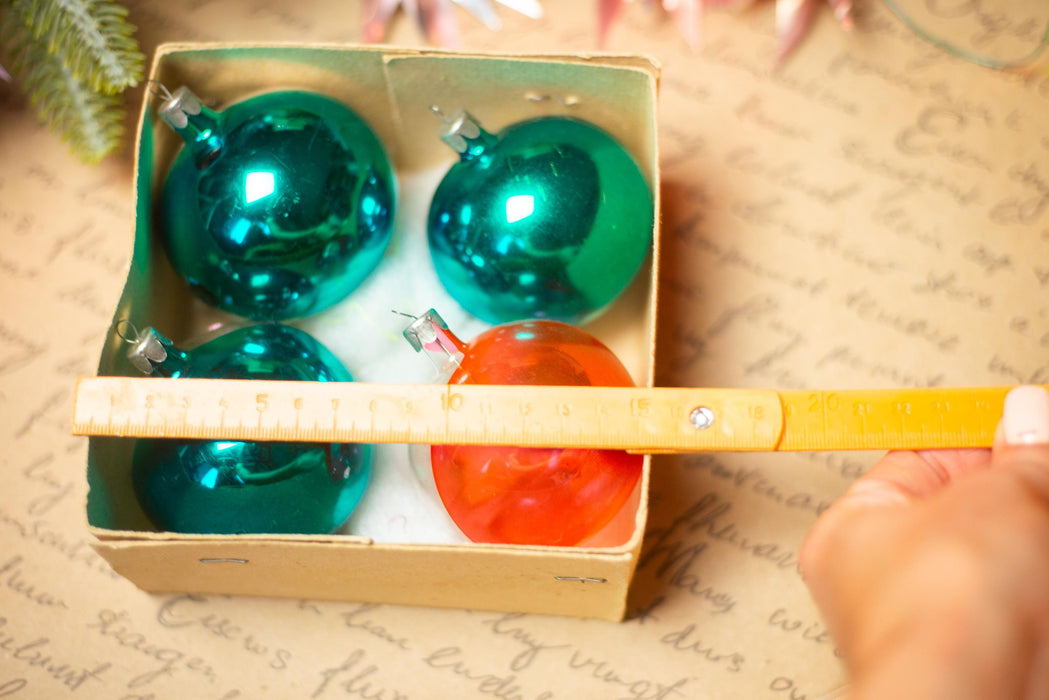 Vintage Christmas Ornaments with Gnome Elves – Set of 4 in Original Box