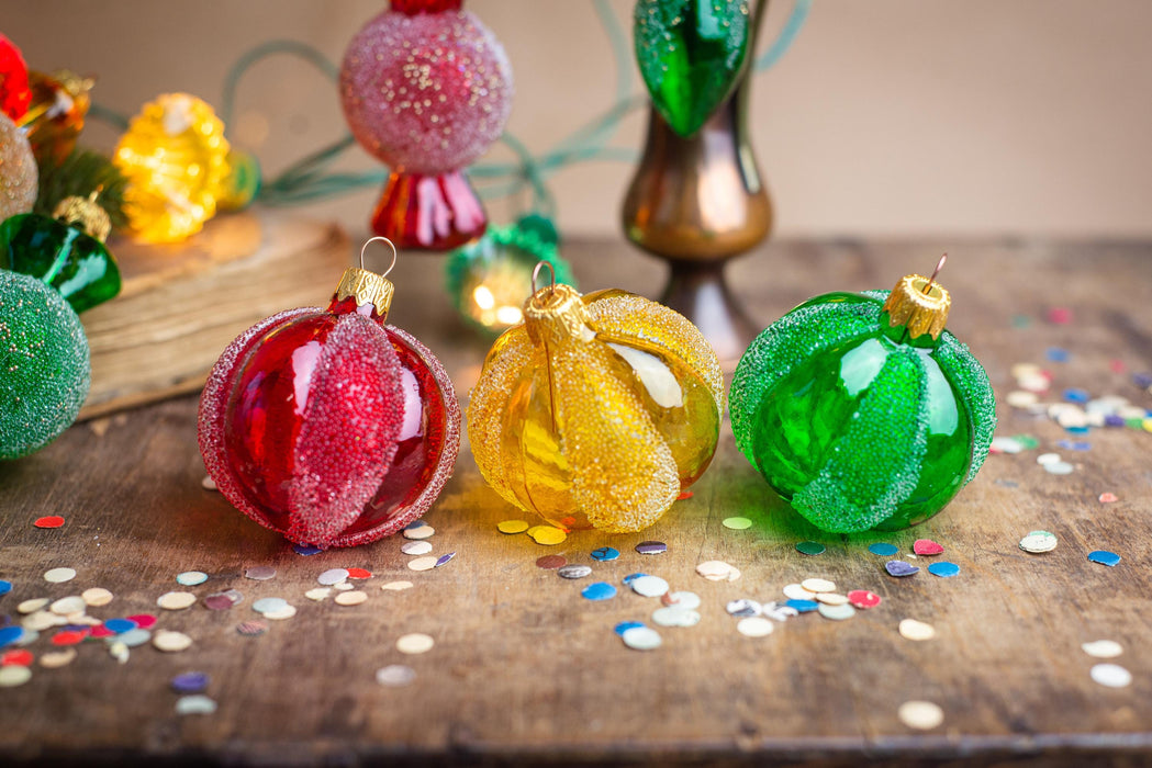 Glass lollipop ornament, Xmas tree candy hand blown