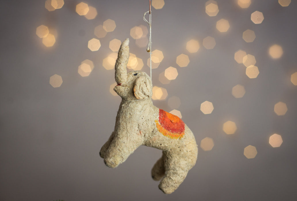 Antique Spun Cotton Elephant Ornament: Primitive Christmas Decor