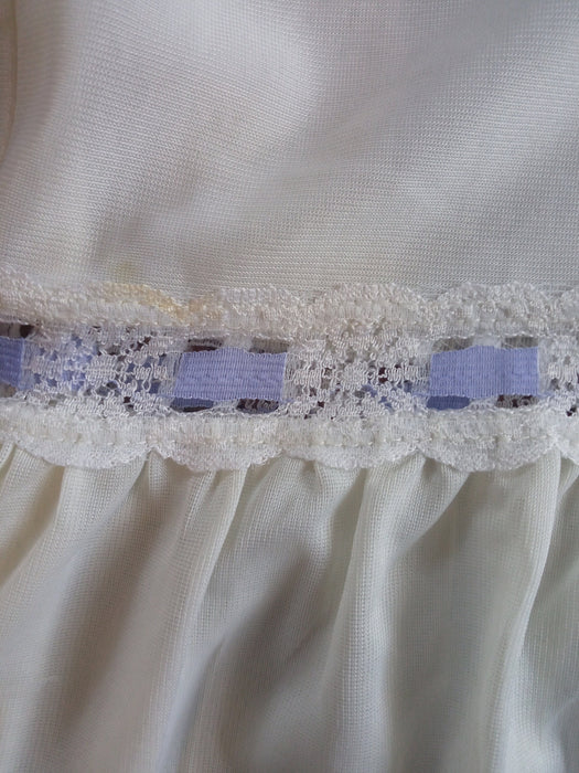 Vintage Sheer Nightgown - White Slip Dress With Purple Details | Lace Slip Dress