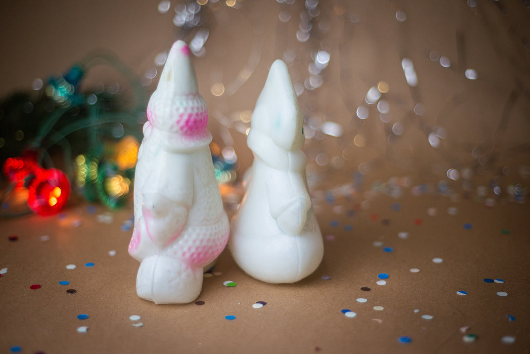 Vintage Santa and Snow Maiden Figurines, Christmas Home