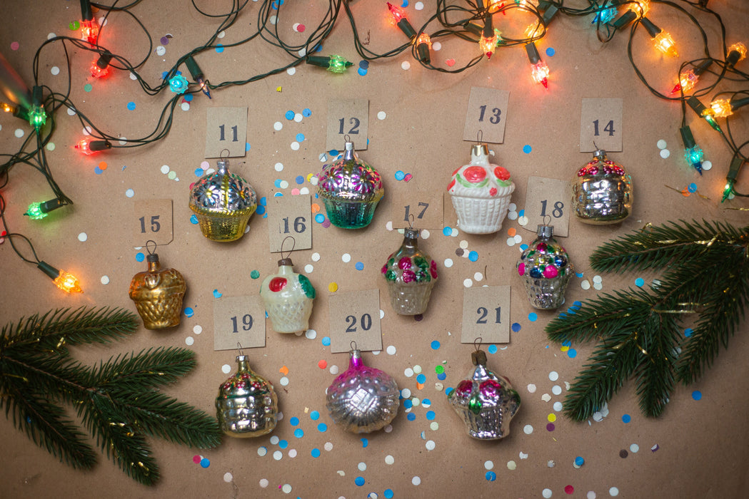 Flower basket vintage glass Christmas ornaments
