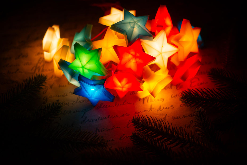 Vintage Star Christmas Lights, Retro Christmas Tree Garland, Working Christmas String Lights