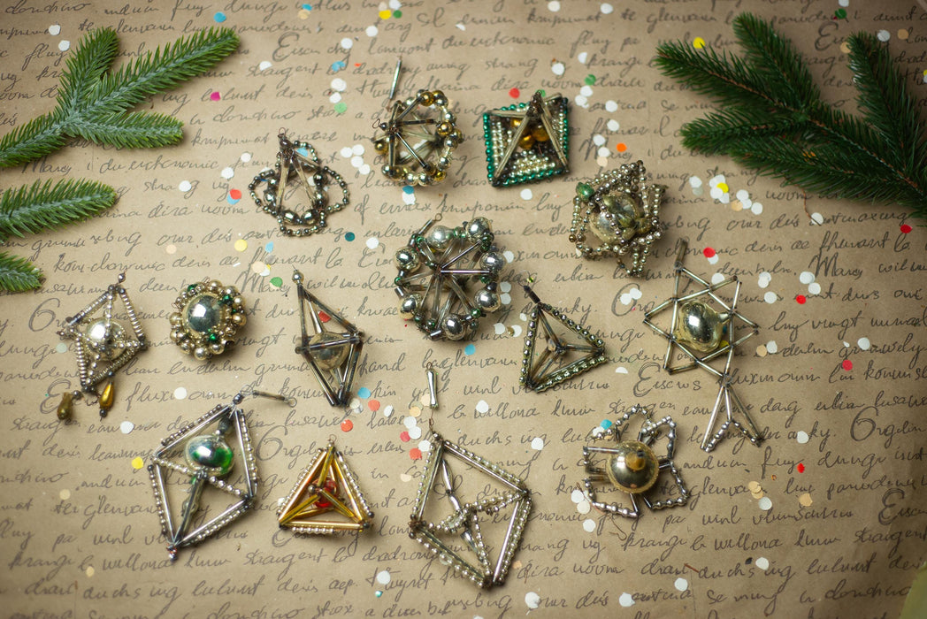 Vintage Sputnik Glass Ornaments – Set of 8