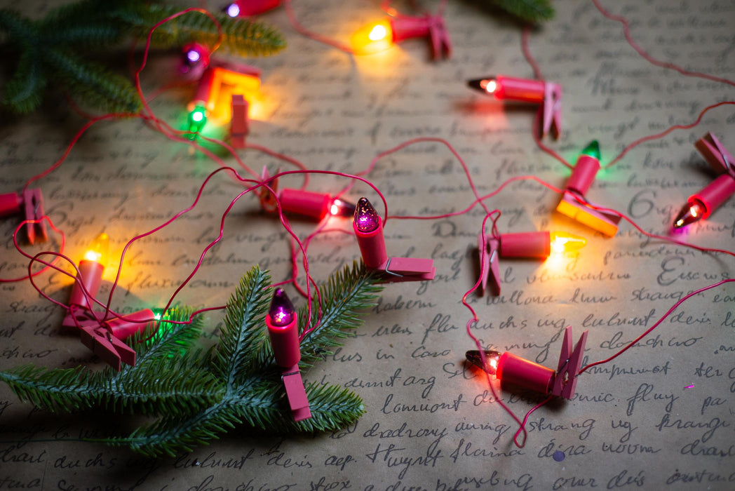 Vintage Pink Clip On Candle Lights, Retro Christmas Tree Garland, Working String Lights