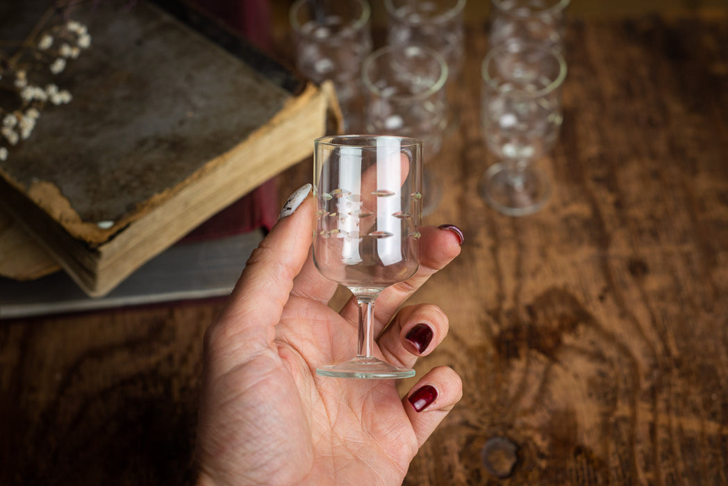 Vintage Czech Engraved Shot Glasses – Set of 6