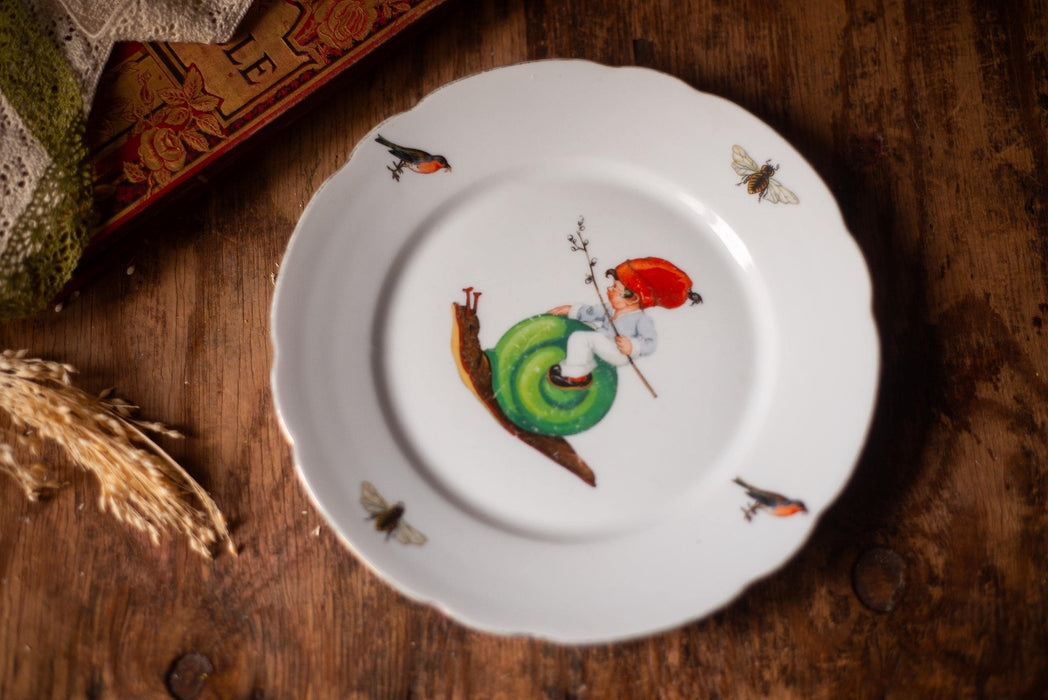 Vintage Bavarian Children Plate - Porcelain Kids Dish With Fairy Tale Design