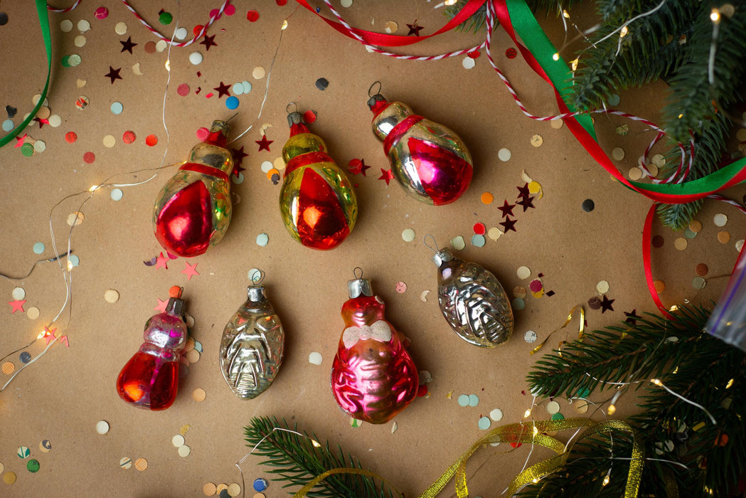 Vintage Glass Beetle Ornament, Retro Ladybug Christmas